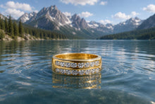 Load image into Gallery viewer, Half carat two row Lab Diamonds set Yellow Gold Ring