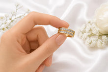 Load image into Gallery viewer, Half carat two row Lab Diamonds set Yellow Gold Ring