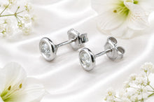 Load image into Gallery viewer, Half carat Top Grade Diamond Solitaire Earrings, Very Smooth Rub Over Setting