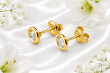 Load image into Gallery viewer, One carat Top Grade Diamond Solitaire Earrings, Very Smooth Rub Over Setting