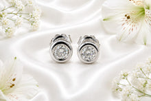 Load image into Gallery viewer, Half carat Top Grade Diamond Solitaire Earrings, Very Smooth Rub Over Setting