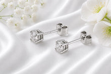 Load image into Gallery viewer, One carat D VVS1 Grade Diamond set Four Claw Solitaire Earrings