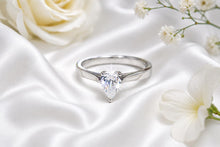 Load image into Gallery viewer, One carat Teardrop cut Diamond set Solitaire, Made from your choice of Precious Metals