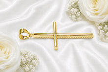 Load image into Gallery viewer, 50 mm Long Half carat Diamond set Cross, Choice of Solid Yellow or White Gold