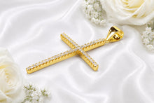 Load image into Gallery viewer, 50 mm Long Half carat Diamond set Cross, Choice of Solid Yellow or White Gold