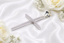 Load image into Gallery viewer, 50 mm Long Half carat Diamond set Cross, Choice of Solid Yellow or White Gold