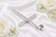 Load image into Gallery viewer, 50 mm Long Half carat Diamond set Cross, Choice of Solid Yellow or White Gold