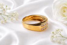 Load image into Gallery viewer, Half carat two row Lab Diamonds set Yellow Gold Ring
