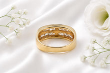 Load image into Gallery viewer, Half carat two row Lab Diamonds set Yellow Gold Ring