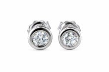 Load image into Gallery viewer, One carat Top Grade Diamond Solitaire Earrings, Very Smooth Rub Over Setting