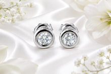 Load image into Gallery viewer, Half carat Top Grade Diamond Solitaire Earrings, Very Smooth Rub Over Setting