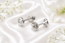 Load image into Gallery viewer, Half carat Top Grade Diamond Solitaire Earrings, Very Smooth Rub Over Setting