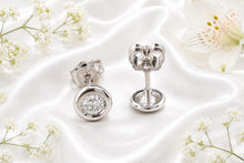 Load image into Gallery viewer, One carat Top Grade Diamond Solitaire Earrings, Very Smooth Rub Over Setting