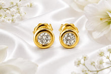 Load image into Gallery viewer, Half carat Top Grade Diamond Solitaire Earrings, Very Smooth Rub Over Setting