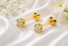 Load image into Gallery viewer, One carat D VVS1 Grade Diamond set Four Claw Solitaire Earrings