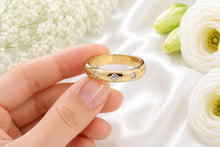 Load image into Gallery viewer, Chunky Trilogy Natural Diamonds Set Yellow Gold Band, British Hallmarked