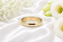 Load image into Gallery viewer, Chunky Trilogy Natural Diamonds Set Yellow Gold Band, British Hallmarked