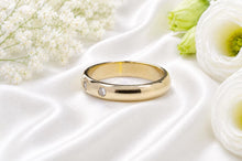 Load image into Gallery viewer, Chunky Trilogy Natural Diamonds Set Yellow Gold Band, British Hallmarked