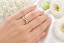 Load image into Gallery viewer, Chunky Trilogy Natural Diamonds Set Yellow Gold Band, British Hallmarked