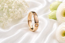Load image into Gallery viewer, Four Natural Diamonds Set Yellow Gold Band, British Hallmarked