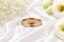 Load image into Gallery viewer, Four Natural Diamonds Set Yellow Gold Band, British Hallmarked