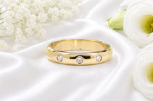 Load image into Gallery viewer, Chunky Trilogy Natural Diamonds Set Yellow Gold Band, British Hallmarked