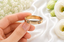 Load image into Gallery viewer, Four Natural Diamonds Set Yellow Gold Band, British Hallmarked