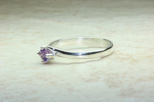 Silver Ring set with Natural Amethyst.February birthstone,Pisces Zodiac Gemstone.Perfect 16th,18th,21st birthday or Anniversary Gift.