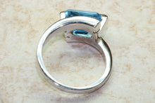 Load image into Gallery viewer, Natural Blue Topaz Ring and Natural Diamond ring. 9ct white gold.November birthstone,Sagittarius Zodiac stone.Statement Ring.