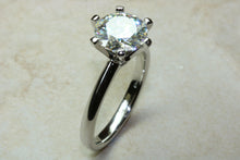 Load image into Gallery viewer, Charles and Colvard Forever One diamond solitaire, One carat diamond set in six claw platinum ring