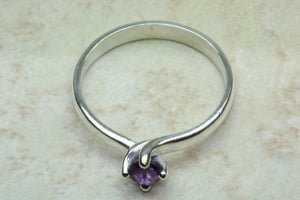 Silver Ring set with Natural Amethyst.February birthstone,Pisces Zodiac Gemstone.Perfect 16th,18th,21st birthday or Anniversary Gift.