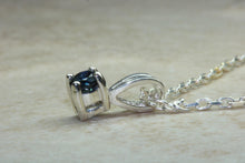 Load image into Gallery viewer, Natural Blue Sapphire Necklace.Sterling Silver Real 4.00 mm Round Sapphire Pendant and Chain.September birthstone,Taurus Zodiac Gemstone.