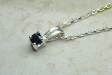 Load image into Gallery viewer, Natural Blue Sapphire Necklace.Sterling Silver Real 4.00 mm Round Sapphire Pendant and Chain.September birthstone,Taurus Zodiac Gemstone.