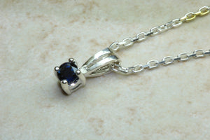 Natural Blue Sapphire Necklace.Sterling Silver Real 4.00 mm Round Sapphire Pendant and Chain.September birthstone,Taurus Zodiac Gemstone.