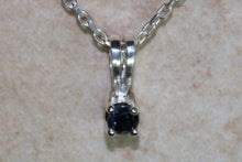 Load image into Gallery viewer, Natural Blue Sapphire Necklace.Sterling Silver Real 4.00 mm Round Sapphire Pendant and Chain.September birthstone,Taurus Zodiac Gemstone.