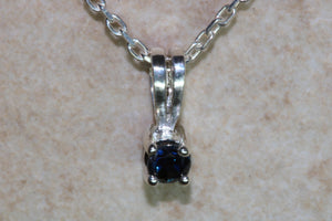 Natural Blue Sapphire Necklace.Sterling Silver Real 4.00 mm Round Sapphire Pendant and Chain.September birthstone,Taurus Zodiac Gemstone.