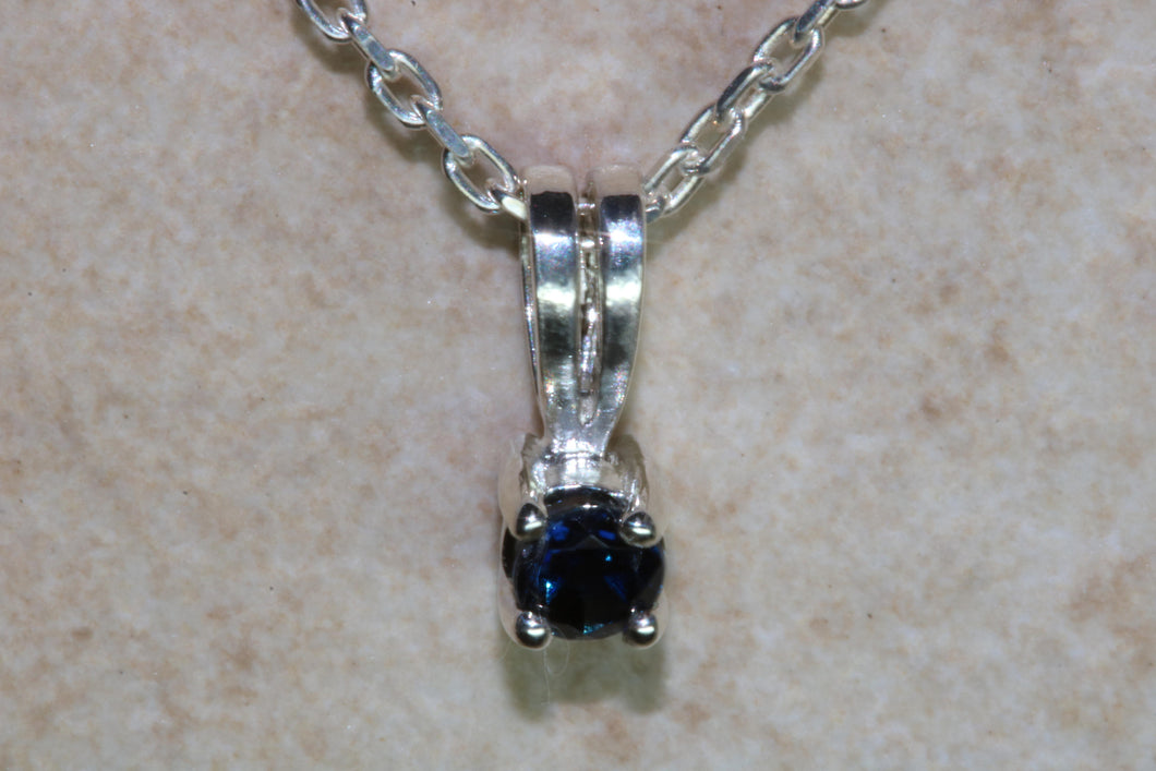 Natural Blue Sapphire Necklace.Sterling Silver Real 4.00 mm Round Sapphire Pendant and Chain.September birthstone,Taurus Zodiac Gemstone.