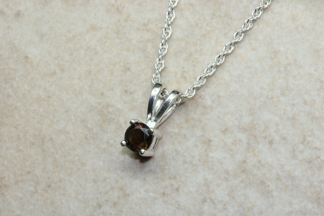 Natural Smokey Quartz Necklace. Sterling Silver Pendant and Chain.Perfect 16th,18th,21st birthday or Anniversary Gift.