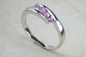 Pink Topaz set White Gold Ring