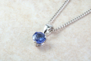Natural Blue Sapphire Pendant Set in 18ct White Gold With Chain. Round 1.29ct Real Sapphire Pendant. September Birthstone,Taurus Zodiac.