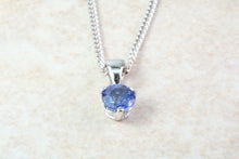 Load image into Gallery viewer, Natural Blue Sapphire Pendant Set in 18ct White Gold With Chain. Round 1.29ct Real Sapphire Pendant. September Birthstone,Taurus Zodiac.