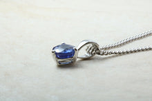 Load image into Gallery viewer, Natural Blue Sapphire Pendant Set in 18ct White Gold With Chain. Round 1.29ct Real Sapphire Pendant. September Birthstone,Taurus Zodiac.