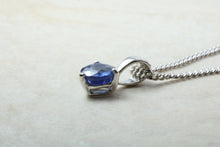 Load image into Gallery viewer, Natural Blue Sapphire Pendant Set in 18ct White Gold With Chain. Round 1.29ct Real Sapphire Pendant. September Birthstone,Taurus Zodiac.