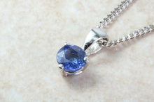 Load image into Gallery viewer, Natural Blue Sapphire Pendant Set in 18ct White Gold With Chain. Round 1.29ct Real Sapphire Pendant. September Birthstone,Taurus Zodiac.