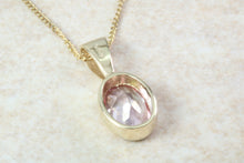 Load image into Gallery viewer, 9ct Yellow Gold Pink Topaz Necklace.Natural Oval Topaz Pendant and Chain.November birthstone.Sagittarius zodiac Gem.16th,18th,21st Gift