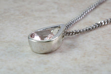 Load image into Gallery viewer, 9ct White Gold Morganite Necklace.Natural Round Morganite Pendant and Chain.Half Carat Real Morganite Gemstone.Perfect 16th,18th,21st Gift