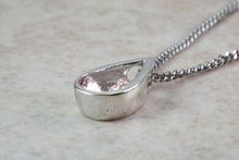 Load image into Gallery viewer, 9ct White Gold Morganite Necklace.Natural Round Morganite Pendant and Chain.Half Carat Real Morganite Gemstone.Perfect 16th,18th,21st Gift