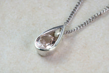 Load image into Gallery viewer, 9ct White Gold Morganite Necklace.Natural Round Morganite Pendant and Chain.Half Carat Real Morganite Gemstone.Perfect 16th,18th,21st Gift