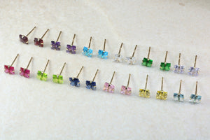Set of Twelve 9ct Gold Birthstone Stud Ear Rings. Complete set of twelve,from Months January through December Birthstone Studs. Ideal Gift.