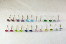 Load image into Gallery viewer, Set of Twelve 9ct Gold Birthstone Stud Ear Rings. Complete set of twelve,from Months January through December Birthstone Studs. Ideal Gift.